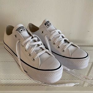 Converse White Leather Platform Sneakers - Women's Size 7 (WORN ONCE)